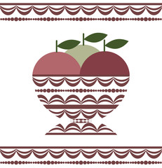 Fruit bowl in the frame. Design for menus, promotional leaflets