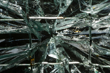 cracked glass close up