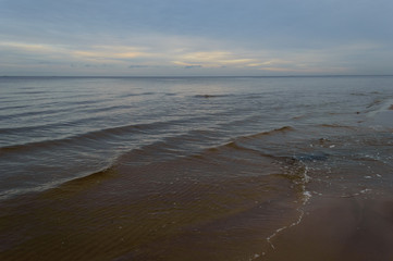 sandy sea beach with wide angle perspective