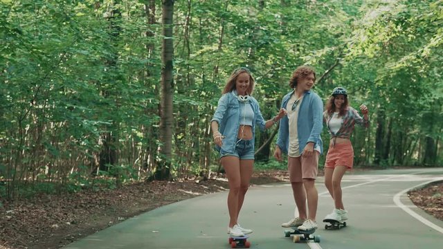Young people skateboarding on vacation