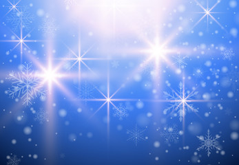 Fototapeta na wymiar Christmas background with snowflakes and magical lights