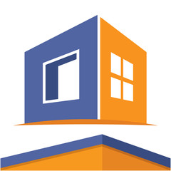 Icon logo for the construction business with the initials of the letter O, design & color in flat design style.