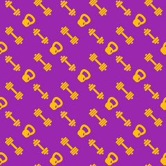 seamless fitness pattern with dumbbells and kettlebells