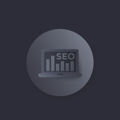 seo vector icon with laptop and bar graph