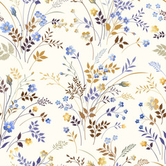 seamless floral pattern with blue flowers