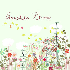 Cute  floral illustration  with field summer flowers