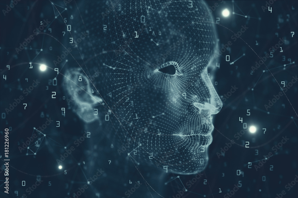 Wall mural artificial intelligence and mind backdrop