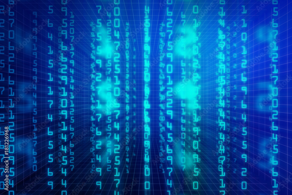 Poster Blue binary code background