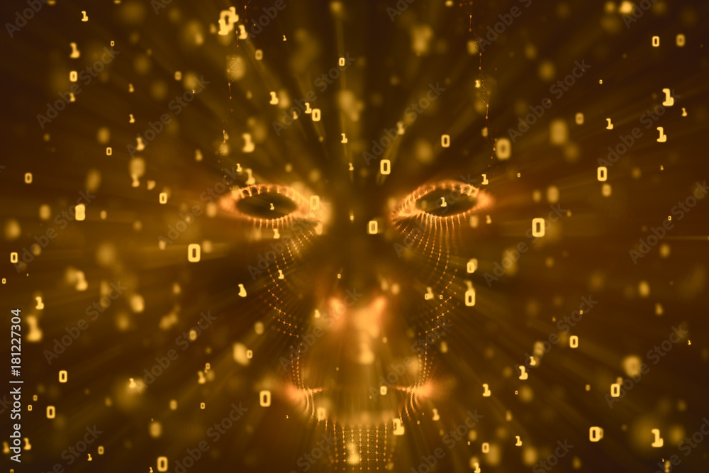Aufkleber Artificial intelligence, cyberspace and robotics backdrop