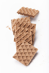 Chocolate waffels on white background