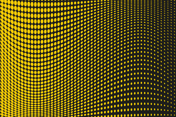 Abstract futuristic halftone pattern. Comic background. Dotted backdrop with circles, dots, point large scale. Black, yellow color