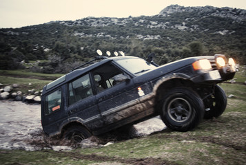 Driving Off Road Car  in the mud