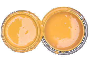 Paint can isolated on white background, directly above