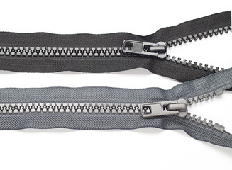 Close-up zipper, isolated on white background