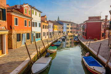 Obraz na płótnie Canvas VENICE (VENEZIA) ITALY, OCTOBER 17, 2017 - View of Burano island, a small island inside Venice area, famous for lace making and its colorful houses