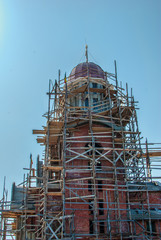 Incredibile wooden scaffold, for building a church