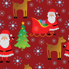 Christmas seamless pattern on dark red background