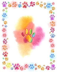 iridescent multicolored cat traces watercolor © Solomandra