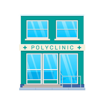 Modern city polyclinic building facade. City medical center building.