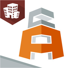 Icon logo initial for business development of construction services, with combination of letters A & C