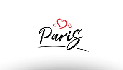 Rolgordijnen paris europe european city name love heart tourism logo icon design © dragomirescu