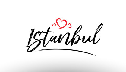 istanbul europe european city name love heart tourism logo icon design