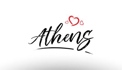 athens europe european city name love heart tourism logo icon design