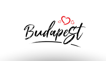 Naklejka na ściany i meble budapest europe european city name love heart tourism logo icon design