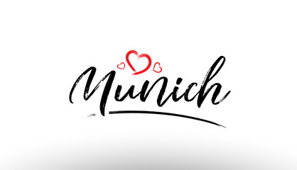 munich europe european city name love heart tourism logo icon design - obrazy, fototapety, plakaty