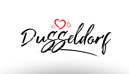 dusseldorf europe european city name love heart tourism logo icon design