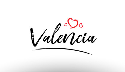Fototapeta na wymiar valencia europe european city name love heart tourism logo icon design