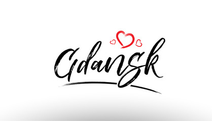 Fototapeta na wymiar gdansk europe european city name love heart tourism logo icon design