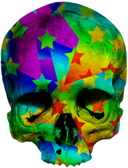 Skull covered with radiant star pattern