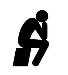 The Thinking Man Sculpture Icon. Vector Illustration Of A Thinking Man Sitting. Inspired By Rodin's The Thinking Man Sculpture..
