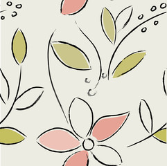Abstract flower seamless pattern background. Hand drawing. Vector.