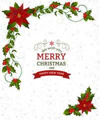 Christmas And New Year Greeting Card with  decorative elements - 181239933