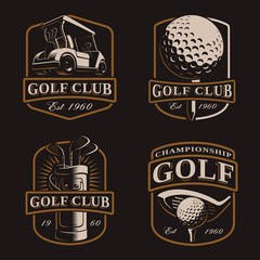 Golf vector set on dark background
