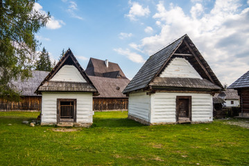 Fototapeta na wymiar Traditional Slovakian Old Rural Buildings in Sunny Day