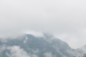 Naklejka na ściany i meble Fog Mountains after raining