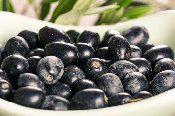 Olives in ceramic bowl