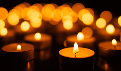 Burning candles with shallow depth of field
