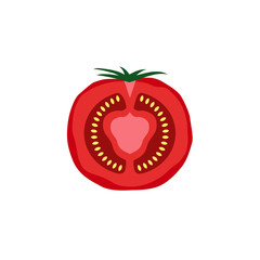 Tomato slice isolated on white background. Cartoon vector illustration. Art logo design