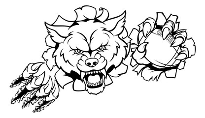 Wolf American Football Mascot Breaking Background