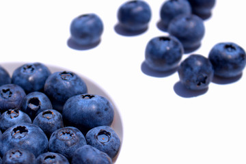 Blueberry. Close-up view of fresh Blueberries isolated on white background.