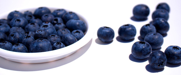 Blueberry. Close-up view of fresh Blueberries isolated on white background.