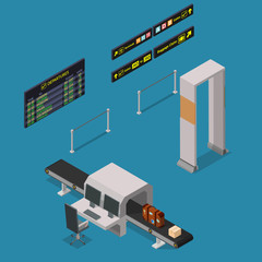 Isometric aircraft check security gates