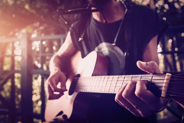 Fototapeta premium guitarist plays