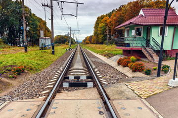 Fototapeta na wymiar regulated railroad crossing