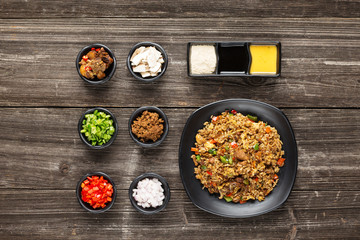 tasty japanese food on table
