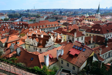 Fototapeta na wymiar Prague roofs from above